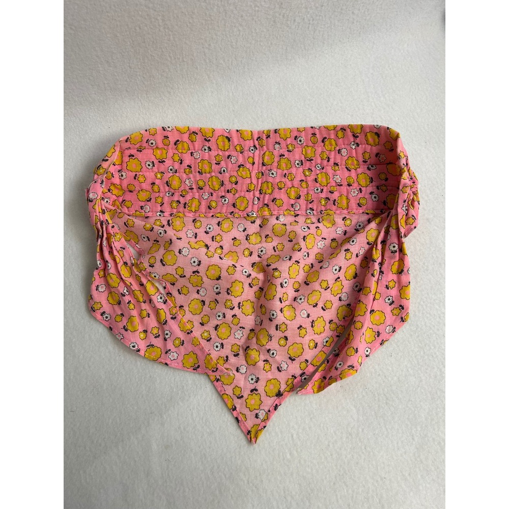Cottagecore Boho Festival Womens OS Pink Floral Quilted Tie Back Head Kerchief - Picture 5 of 7